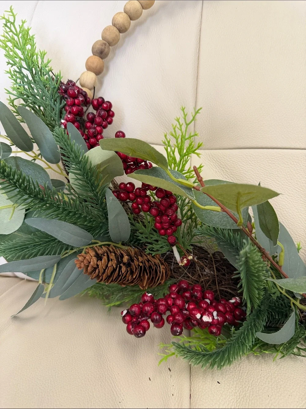 Festive Red Berry and Greenery Hoop Wreath - Home Holiday